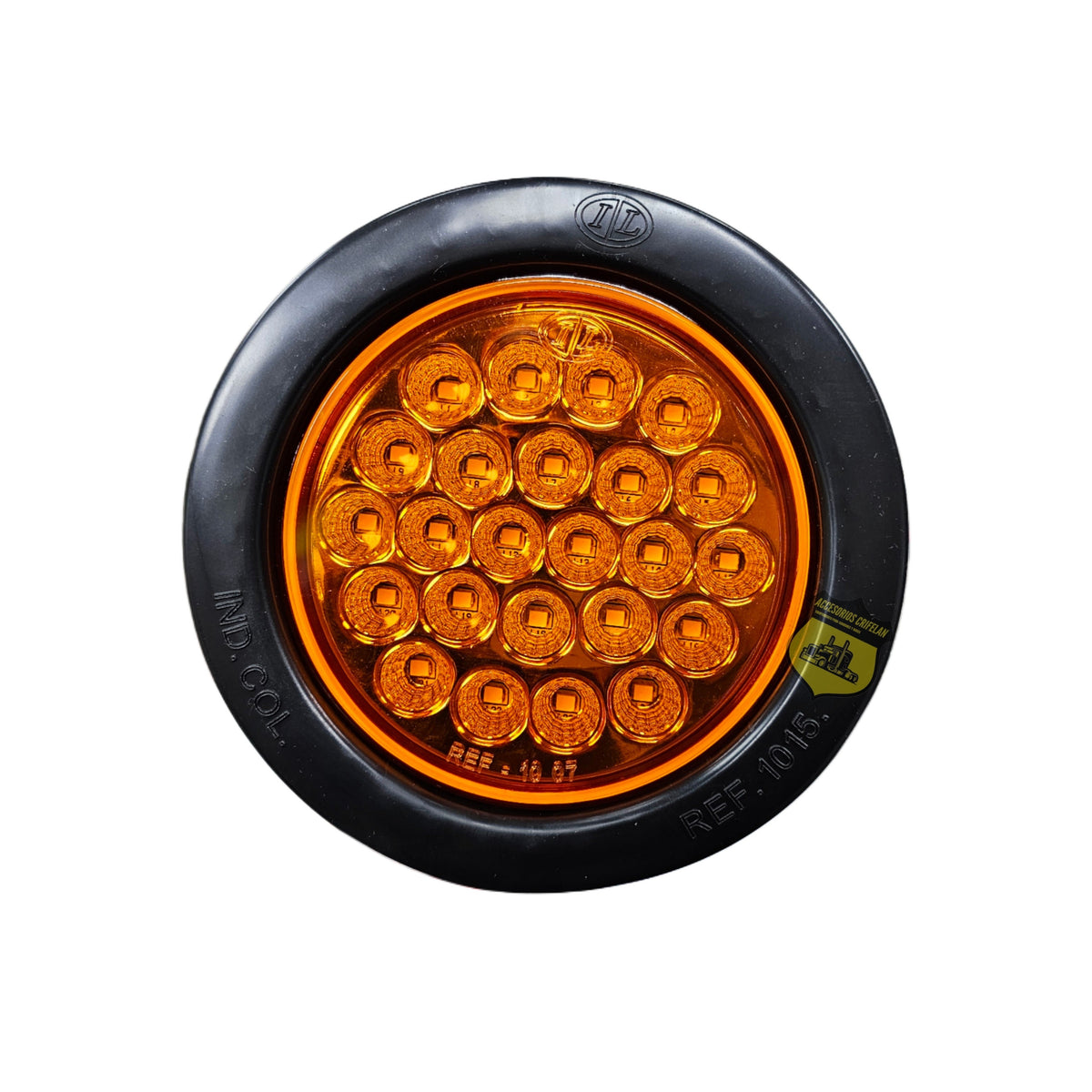 FOCO TRASERO REDONDO LED AMBAR C/GOMA 12CM