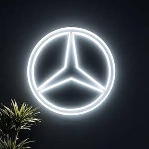 LOGO SIMBOLO MERCEDES NEON BLANCO