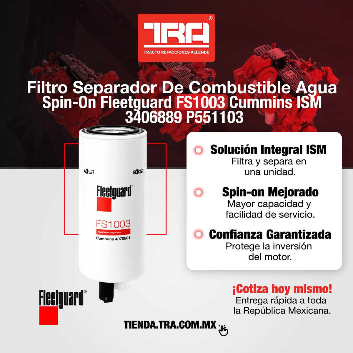 FILTRO SEPARADOR DE COMBUSTIBLE ISM