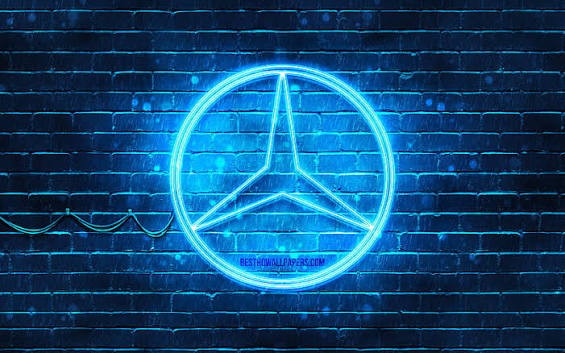 LOGO SIMBOLO MERCEDES NEON AZUL