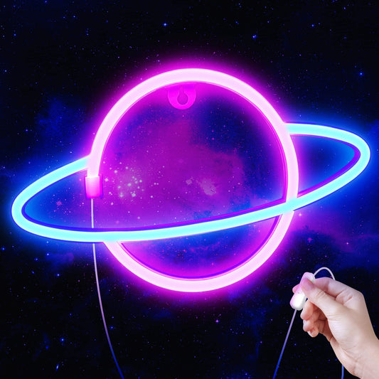 LOGO TIPO PLANETA LUZ NEON VARIEDAD