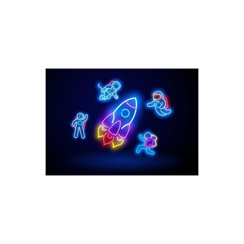 LOGO TIPO COHETE NEON BLANCO