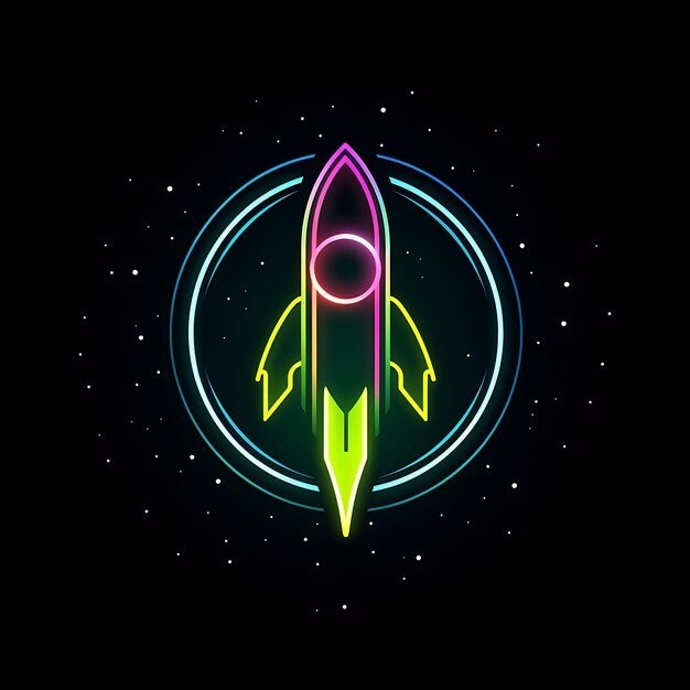 LOGO TIPO COHETE NEON AZUL