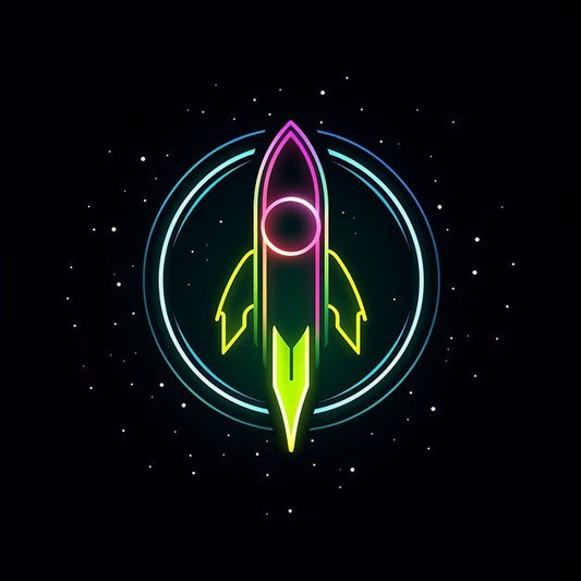 LOGO TIPO COHETE NEON AZUL