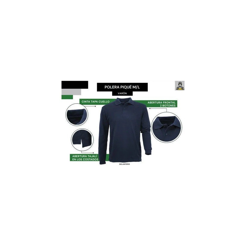 POLERA PIQUE NEGRA GRIS TELA M